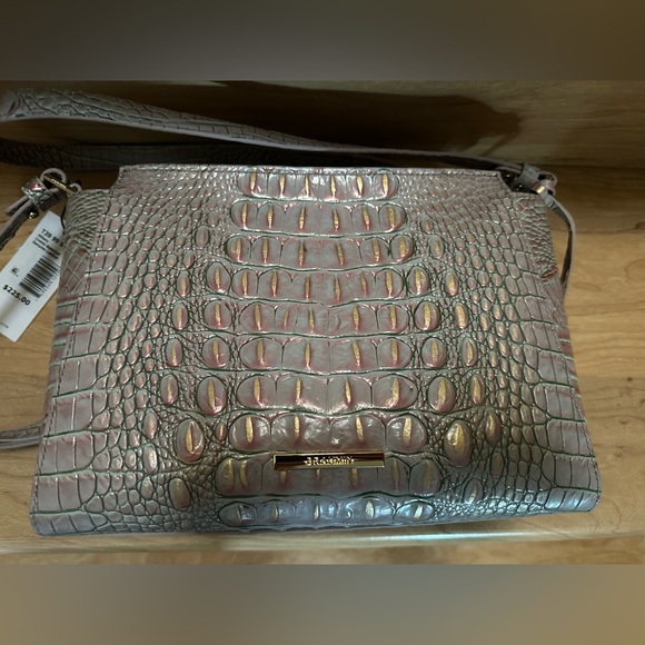 New Brahmin Hillary Croc-Embossed Leather Crossbody Bag Serenity Ombre Melbourne - Picture 2 of 6